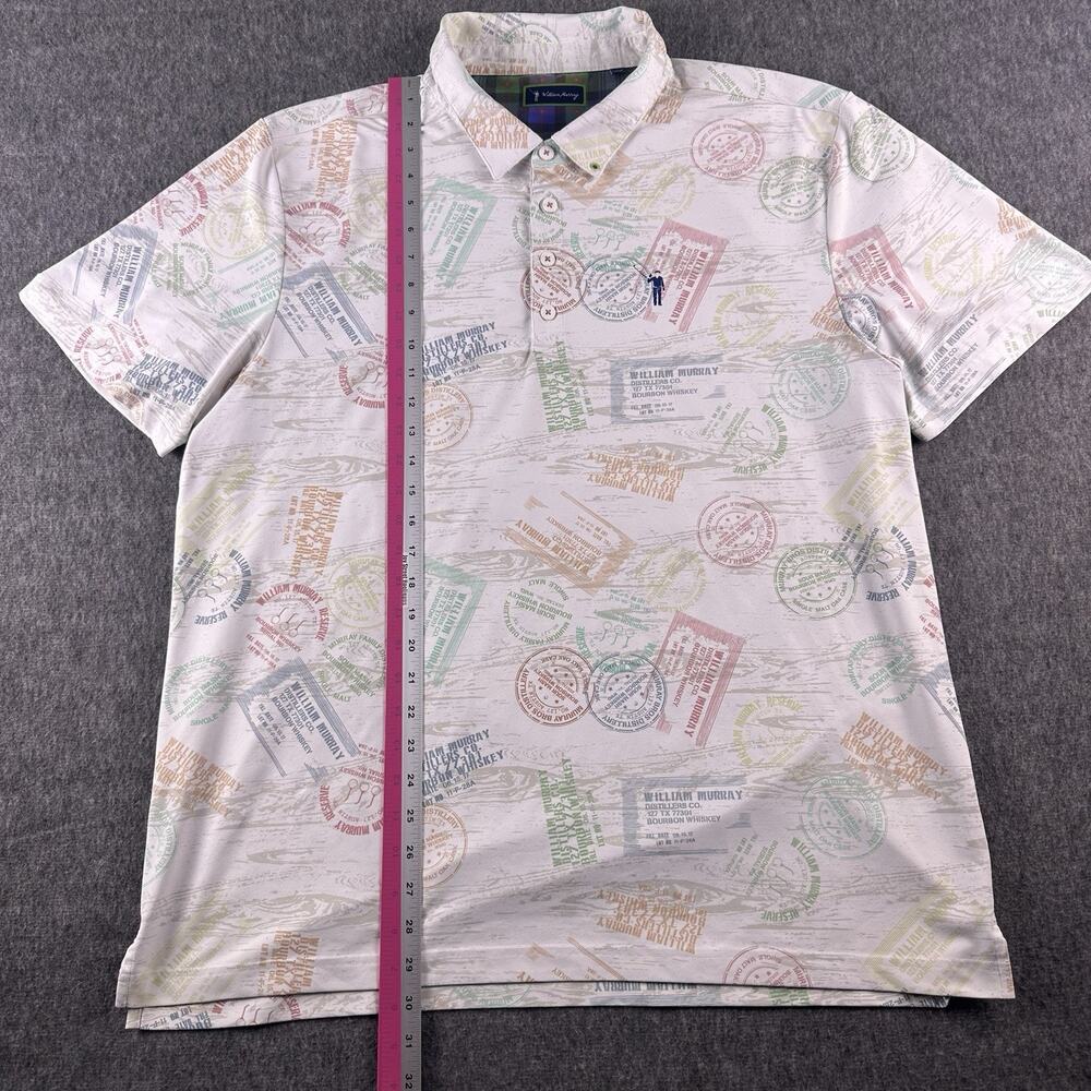 William Murray Performance Polo Mens XL Distillery Whiskey Bourbon Print Stretch - Picture 5 of 16